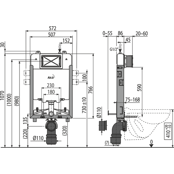 Инсталляция для подвесного унитаза Alcaplast AM1115/1000 Renovмodul фото 3