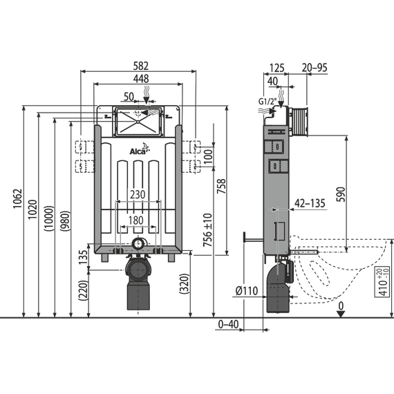 Инсталляция для подвесного унитаза Alcaplast AM115/1000 Renovмodul фото 3