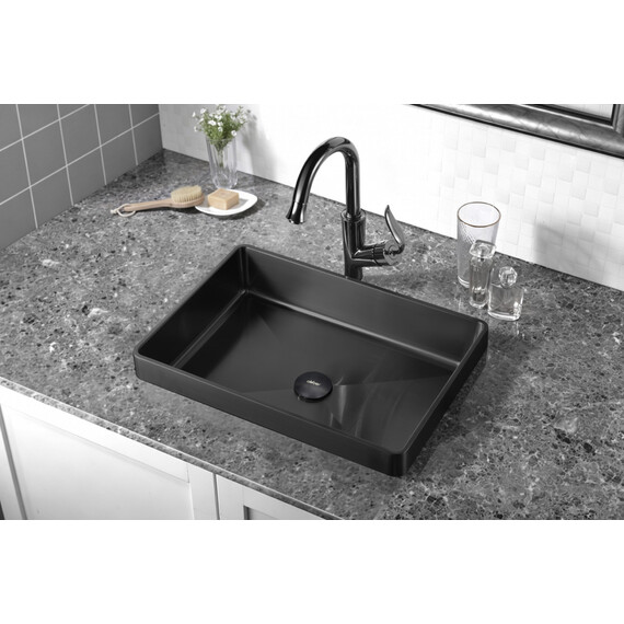Раковина врезная на столешницу Abber Wasser Kreis 51 см AF2401MB, чёрный матовый фото 