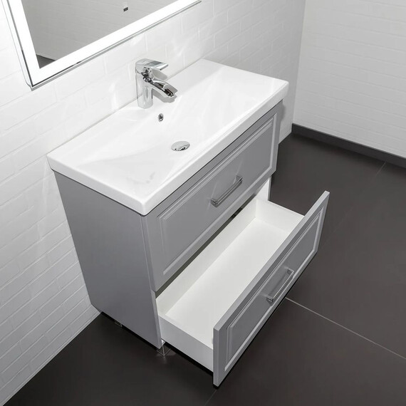 Тумба напольная с раковиной Comforty Бросно 80Н2 80 см 00-00021590CF, альпийский иней фото 4