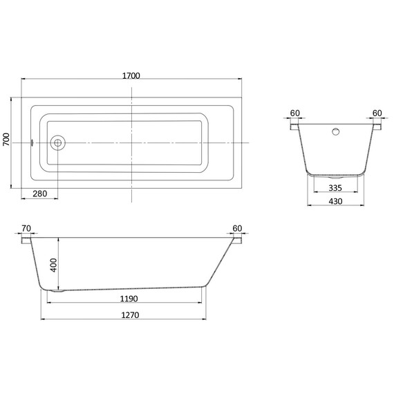 Ванна акриловая Aquatek Тея 170x70 см TEI170-0000001 фото 5