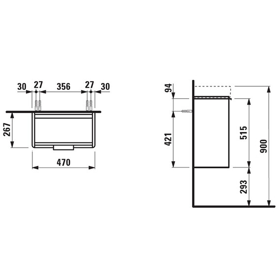 Тумба подвесная с раковиной Laufen Base 47 см 4.0210.1.110.260.1 (раковина Laufen Pro S 8.1595.5.000.104.1) белый матовый фото 4