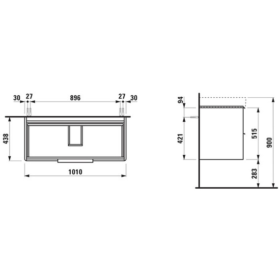 Тумба подвесная с раковиной Laufen Base 110 см 4.0245.2.110.261.1 (раковина Laufen Pro S 8.1396.6.000.104.1) фото 5