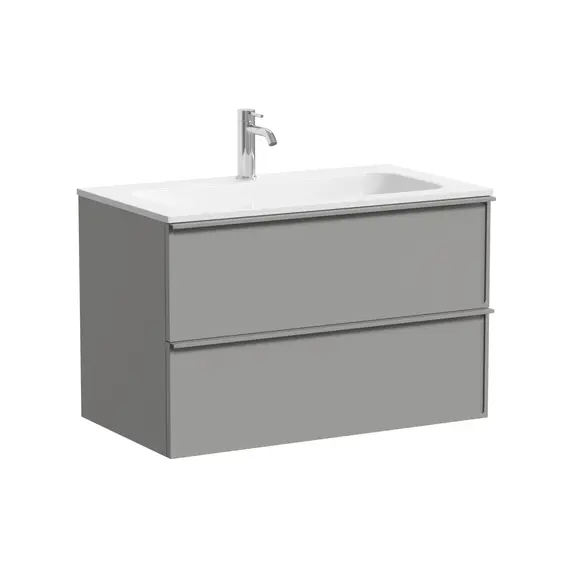 Тумба подвесная с раковиной Sancos Вельта (Velta) 80 см VL80WG (раковина Grace CN7012) тёплый серый фото 3