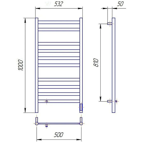 Полотенцесушитель электрический Lemark Сибирь П10 500x1000 мм LM17105GL, золотой матовый фото 10