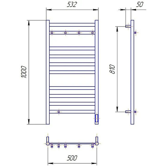 Полотенцесушитель электрический Lemark Сибирь П10 500x1000 мм LM17505BL, чёрный матовый фото 10