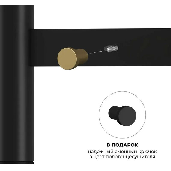 Полотенцесушитель электрический Lemark Сибирь П8 500x800 мм LM17585BL, чёрный матовый фото 9