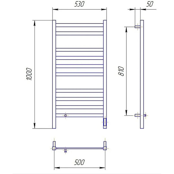 Полотенцесушитель электрический Lemark Тропик П10 500x1000 мм LM70105BL, чёрный матовый фото 10