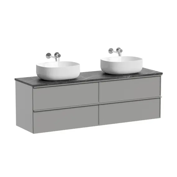 Тумба подвесная с раковиной Sancos Вельта (Velta) 160 см VL80WG (раковины Element CN6018, столешница TT160A1) тёплый серый фото 4