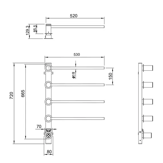 Полотенцесушитель электрический Wonzon & Woghand Hamburg П4 530x720 мм WW-AL314-RG, розовое золото фото 3