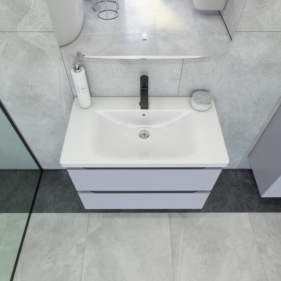 Тумба подвесная с раковиной Caprigo Форте 80 см 36112-SF028, серый фото 3