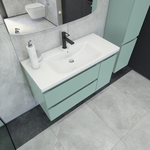 Тумба подвесная с раковиной-столешницей Caprigo Форте 100 см 36115R-MU10, голубой фото 3