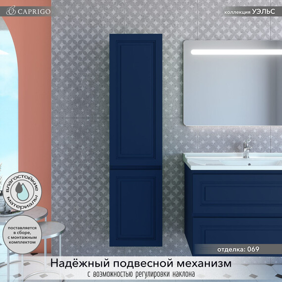 Пенал подвесной Caprigo Уэльс 40 см 36050R eml-089.000.00.20, синий фото 3