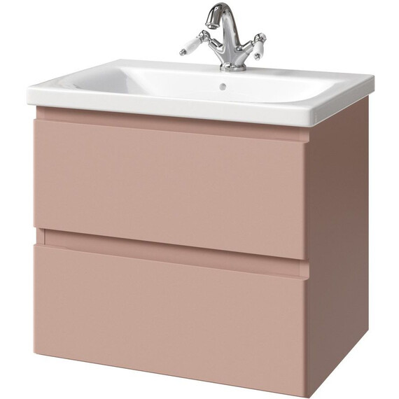 Тумба подвесная с раковиной Caprigo Форте 65 см 36110-SF026, розовый фото 