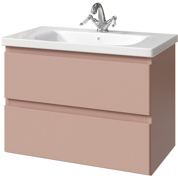 Тумба подвесная с раковиной Caprigo Форте 80 см 36112-SF026, розовый фото 