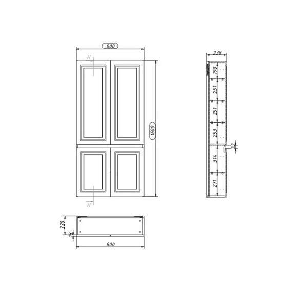 Пенал подвесной Caprigo Уэльс 80 см 36051-RF16, красное дерево фото 4