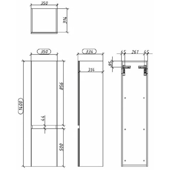 Пенал подвесной Caprigo Форте 35 см 36150L-SF013, бирюзовый фото 4