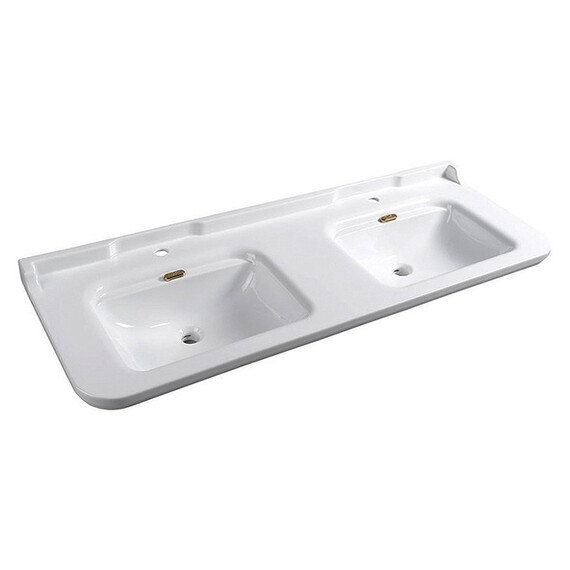 Раковина подвесная Kerasan Waldorf 150 см 4143K1bi/cr*1 (заглушка для перелива 811393br) белый/бронза фото 