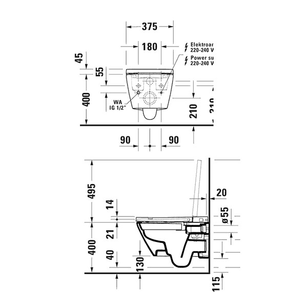 Сиденье с крышкой для унитаза Duravit D-Neo Sensowash с возможностью подключения автосмыва фото 2