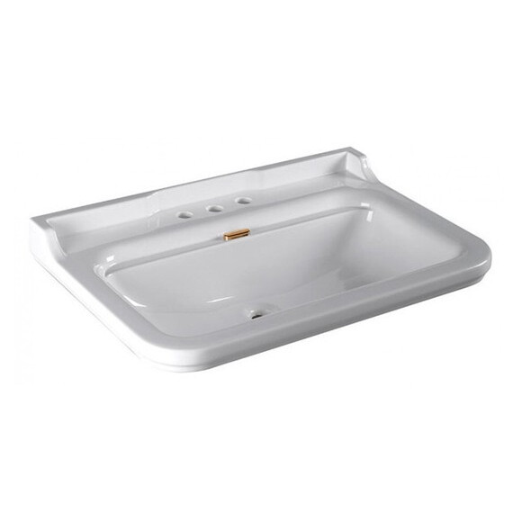 Раковина подвесная Kerasan Waldorf 80 см 4141K1bi/cr*3 (заглушка для перелива 811391oro) белый/золото фото 