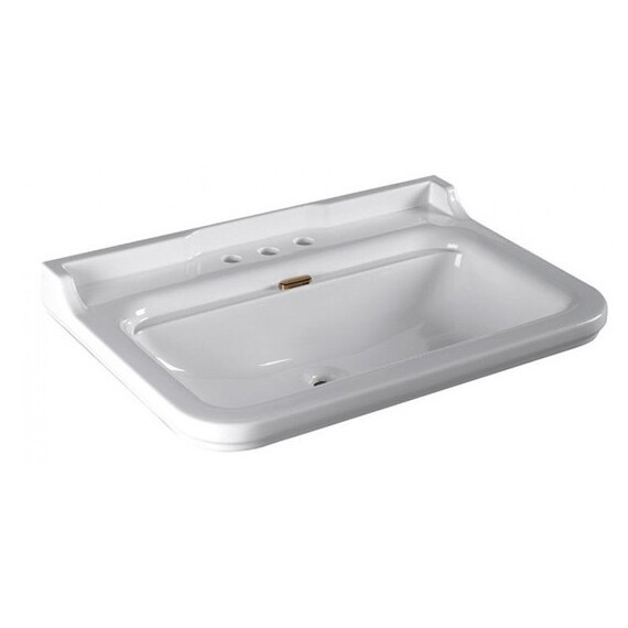 Раковина подвесная Kerasan Waldorf 80 см 4141K1bi/cr*3 (заглушка для перелива 811393br) белый/бронза фото 