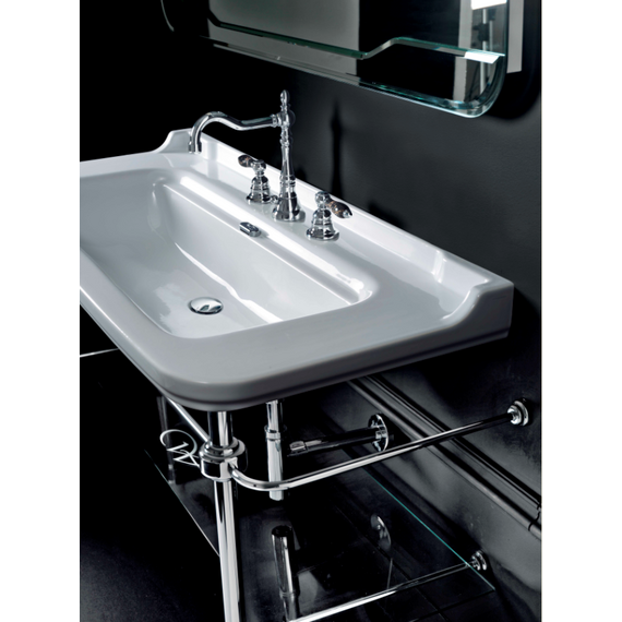 Раковина с консолью Kerasan Waldorf 120 см 4144K1bi/cr*1 (консоль 9203K1cr) белый/хром фото 2