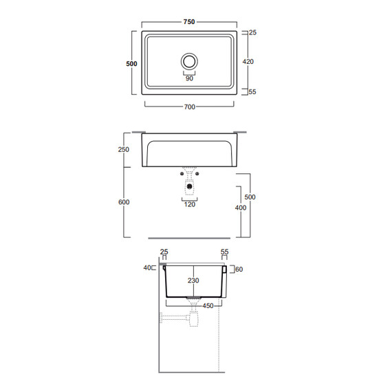 Кухонная мойка Simas Top e lavabi d'Arredo 75 см Q500bi фото 4