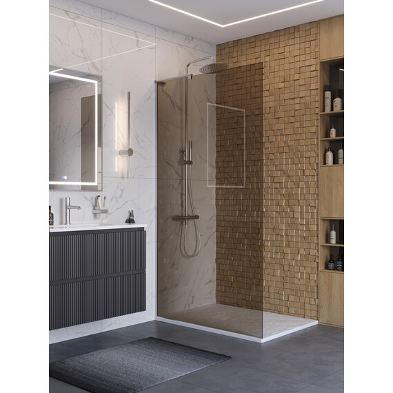 Душевая перегородка BelBagno 100 см UNO-L-1-TB-100-BR-Cr (стекло 8 мм) хром/бронза фото 