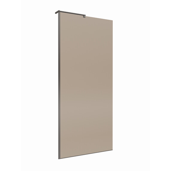 Душевая перегородка BelBagno 90 см UNO-L-1-TB-90-BR-GM (стекло 8 мм) оружейная сталь/бронза фото 4