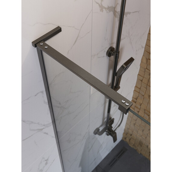 Душевая перегородка BelBagno 90 см UNO-L-1-TB-90-C-GM (стекло 8 мм) оружейная сталь/прозрачное фото 3