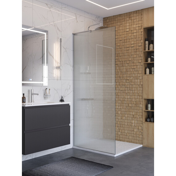 Душевая перегородка BelBagno 90 см UNO-L-1-TB-90-FL-Cr (стекло 8 мм) хром/рифленое фото 