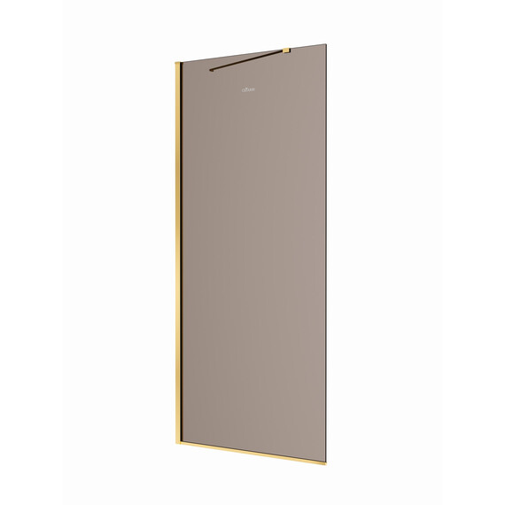 Душевая перегородка Cezares 100 см LIBERTA-L-1-TB-100-BR-BORO (телескопический кронштейн, стекло 8 мм) брашированное золото/тонированное фото 4