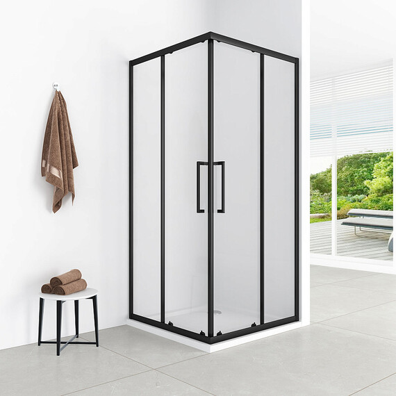 Душевое ограждение Loranto Sunway 90x90 см CS-AB01B-90, чёрный матовый/прозрачное фото 2