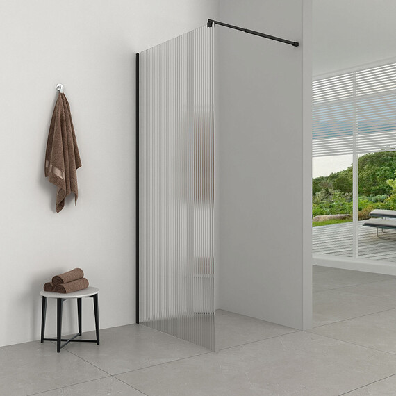 Душевая перегородка Loranto Walk-in 90 см CS-Z02B-90 (стекло 8 мм) чёрный матовый/рифленое фото 2