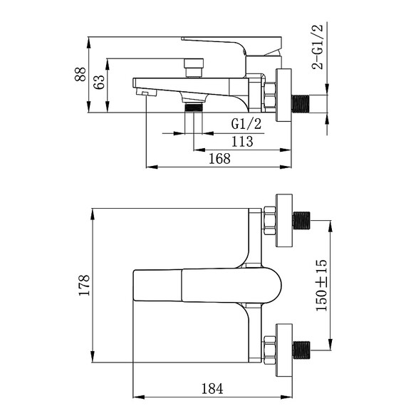 Смеситель для ванны Azario Арида AZ-K3054B, чёрный матовый фото 8