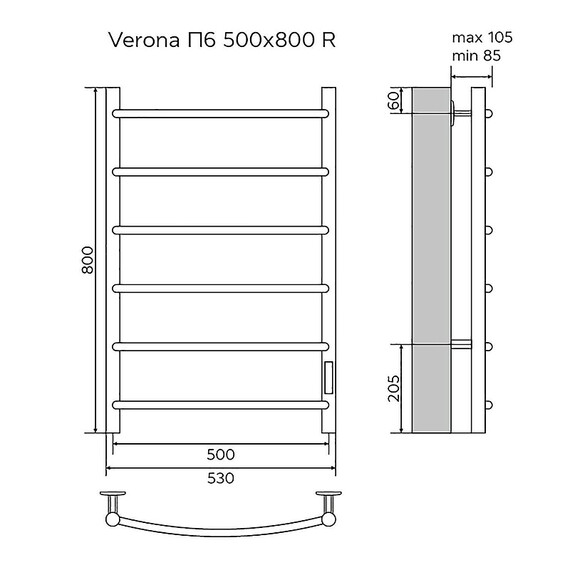 Полотенцесушитель электрический Azario Верона П6 500x800 мм AZ04858 фото 6