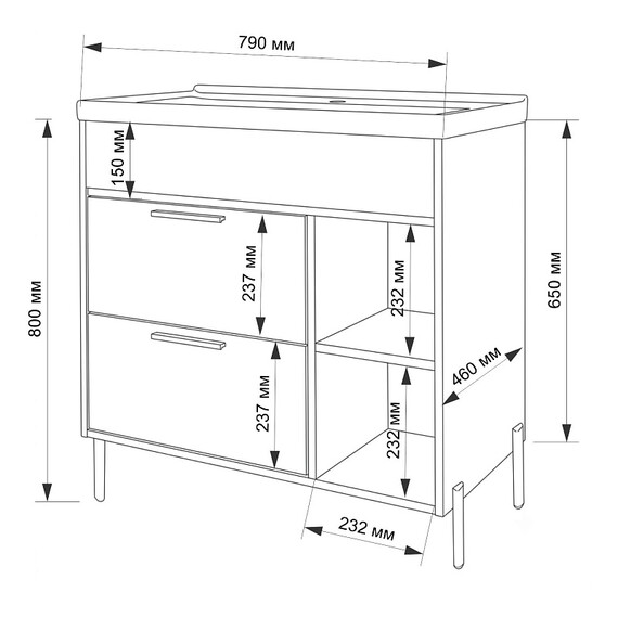 Тумба напольная с раковиной Azario Руфина 80/2Н 80 см CS00108078 (раковина Монте Нео 80) теффи фото 7