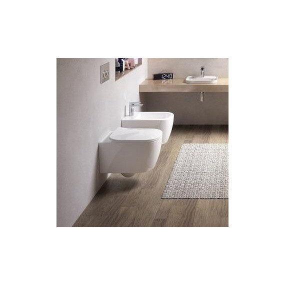 Унитаз подвесной безободковый Hidra Faster FAWR30SET/001 с тонкой крышкой микролифт (система смыва Торнадо) фото 2