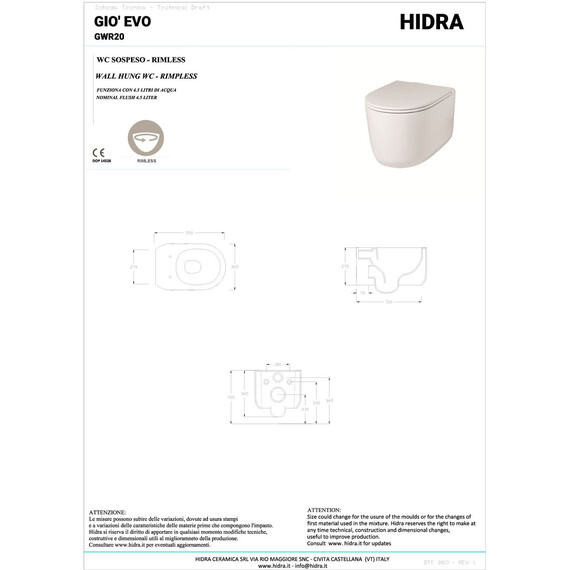 Унитаз подвесной безободковый Hidra Gio GWR20SET/001 с тонкой крышкой микролифт фото 7