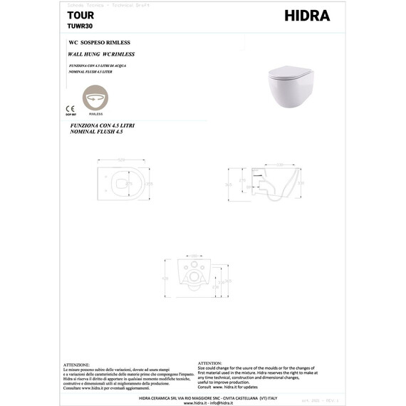 Унитаз подвесной безободковый Hidra Tour TUWR30SET/001 с тонкой крышкой микролифт фото 4