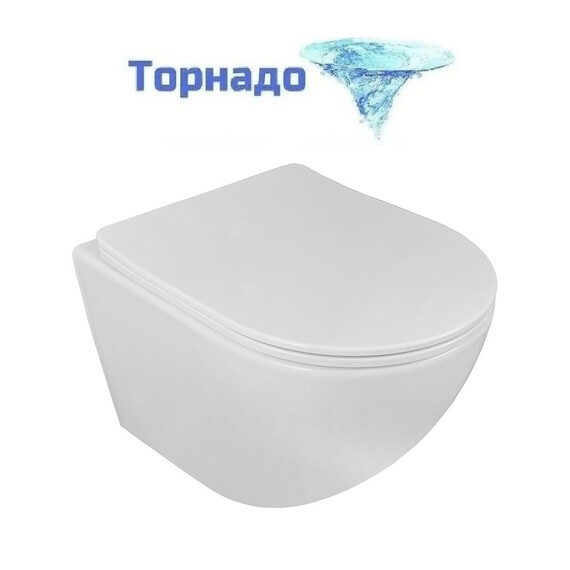 Унитаз подвесной безободковый Azario Эстер AZ-87265 с быстросъемным сиденьем микролифт (Система смыва торнадо) фото 
