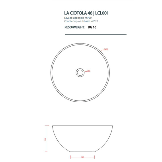 Раковина-чаша Artceram Laciotola 46 см LCL001 01 00 фото 3