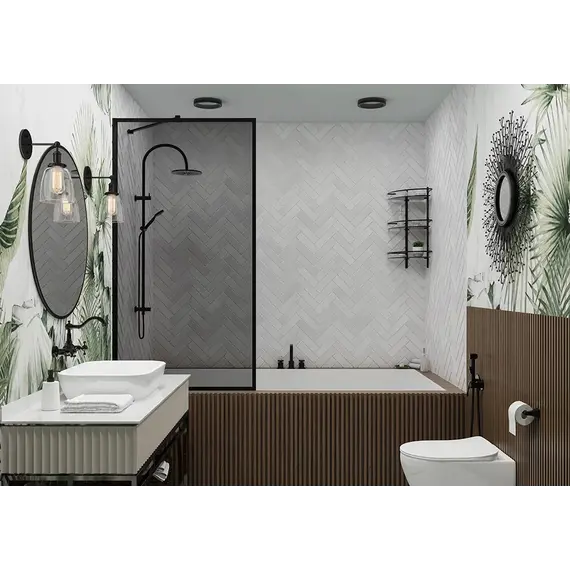 Шторка для ванны Veconi 90 см PL85B-90-05-C8, чёрный матовый/тонированное фото 3