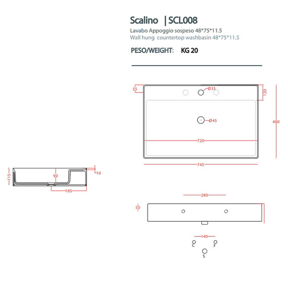 Раковина-чаша ArtCeram Scalino 75 см SCL008 01 00, белый фото 3