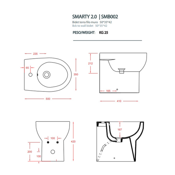 Биде напольное ArtCeram Smarty SMB002 01 00bi*0 фото 4