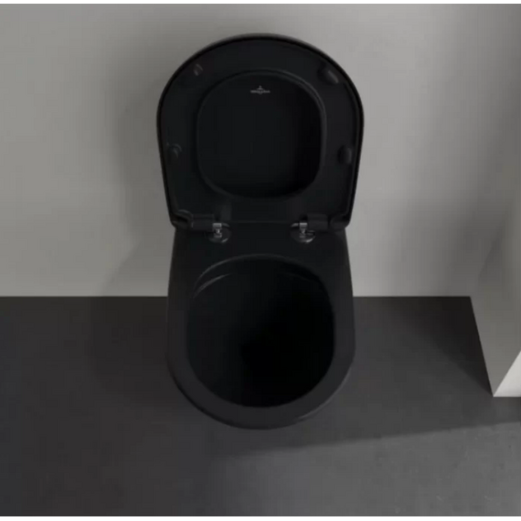 Унитаз подвесной безободковый Villeroy&Boch Antao 4674T0R7, CeramicPlus (система смыва Торнадо) Pure Black фото 5