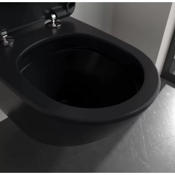 Унитаз подвесной безободковый Villeroy&Boch Antao 4674T0R7, CeramicPlus (система смыва Торнадо) Pure Black фото 4