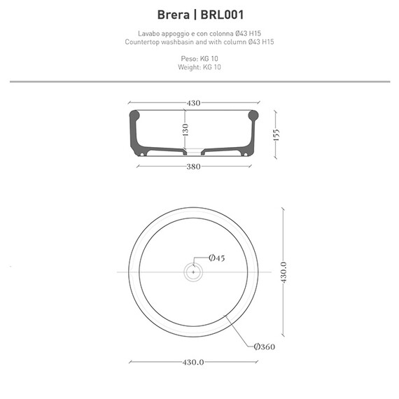 Раковина-чаша ArtCeram Brera 43 см BRL001 01 00 фото 4