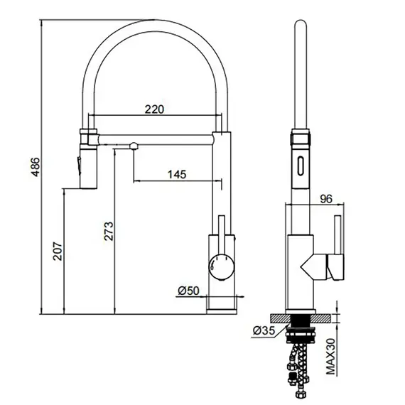 Смеситель для кухни Wonzon & Woghand WW-458027-CR фото 6