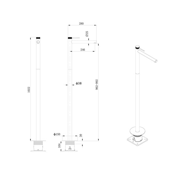 Смеситель для раковины напольный Abber Emotion 316 AF8843BG (со скрытой частью) брашированное золото фото 3